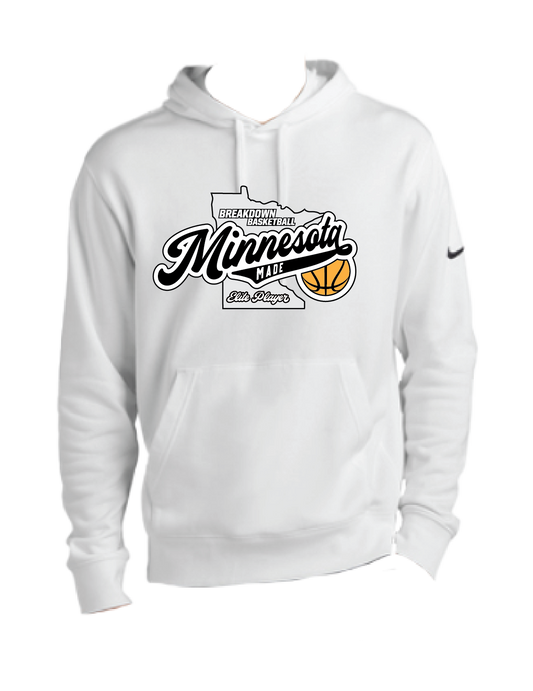 Men's Nike Club Fleece Pullover Hoodie-White (Black Logo)